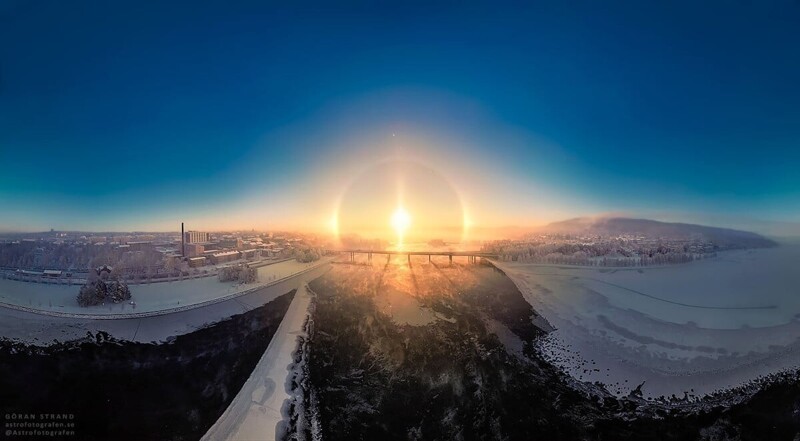 Фотограф запечатлел идеальное гало за полярным кругом (7 фото + 1 видео)