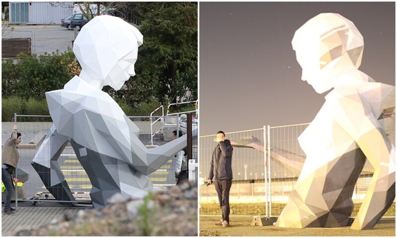 Художник возвёл посреди города огромную скульптуру женщины (14 фото + 1 видео)