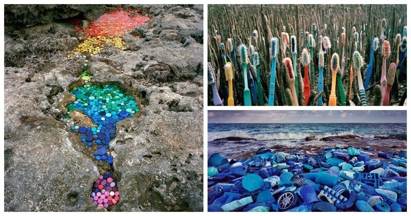Художник создает арт-инсталляции из мусора, выброшенного на пляж (11 фото)