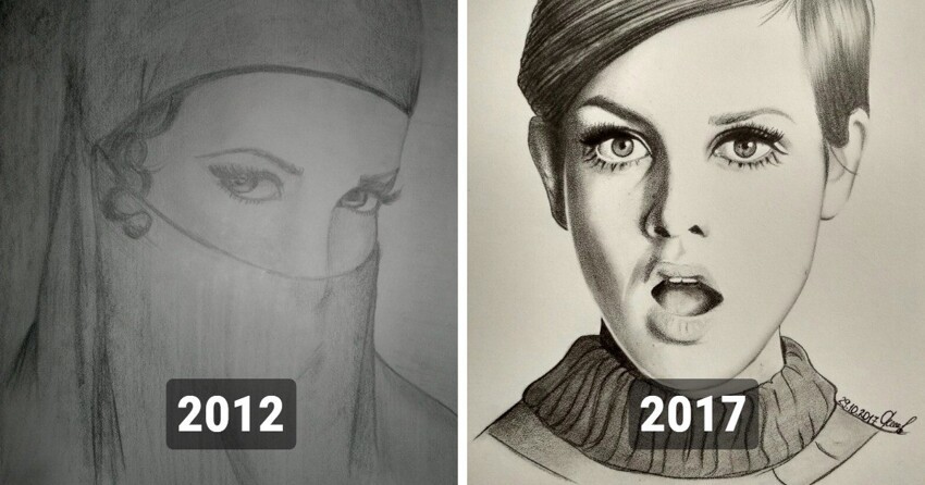 Художники показали свои рисунки "до и после" того, как они научились рисовать (15 фото)