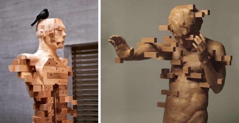 15 красивых пиксельных скульптур из дерева (15 фото)