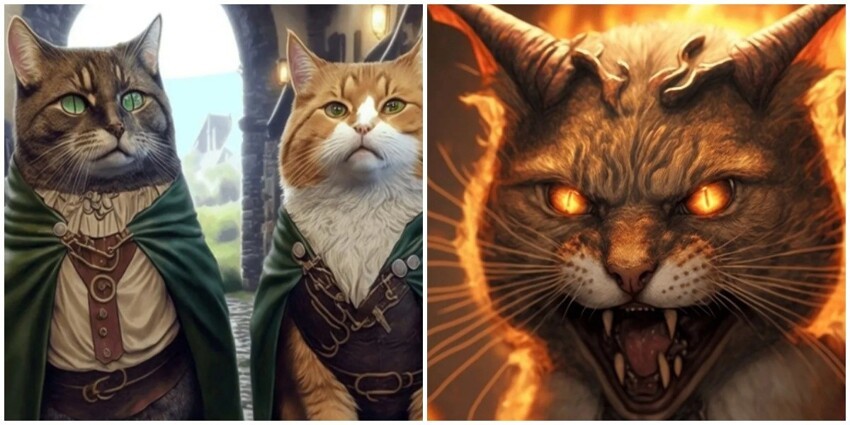 "Властелин котец и братство лотка": нейросеть показала, как могли бы выглядеть герои Толкина, если бы они были котиками (9 фото)