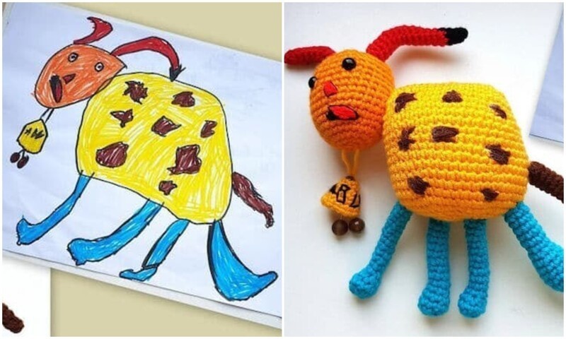 A craftswoman knits toys based on children's drawings (16 photos)