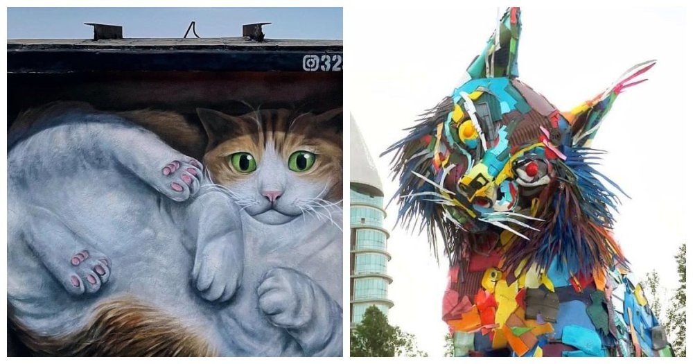 20 street works of art where artists were inspired by cats (21 photos)
