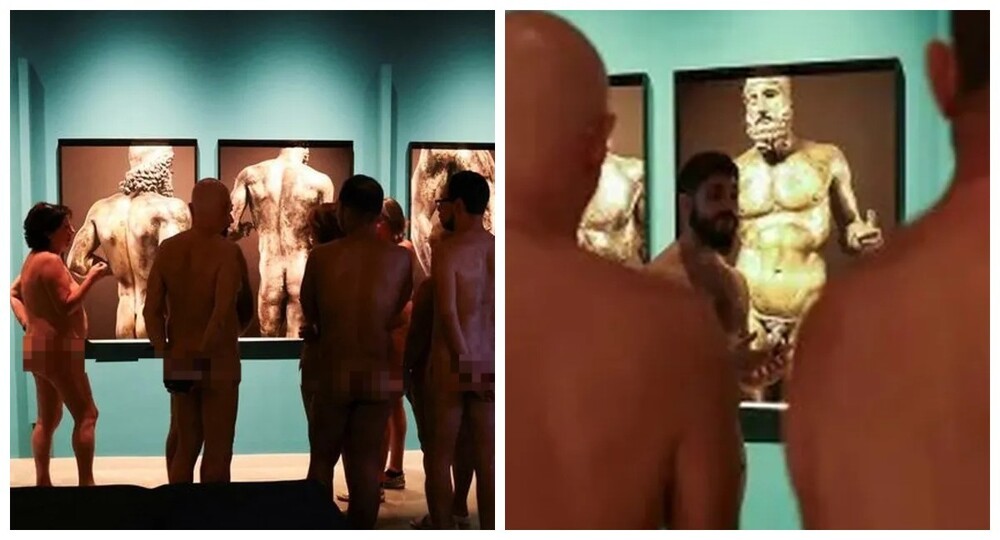 A museum in Barcelona held a tour for naked visitors (3 photos + 1 video)