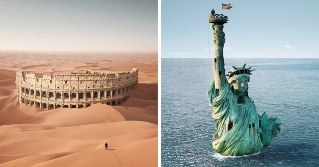 Consequences of environmental problems using the example of famous buildings (8 photos)