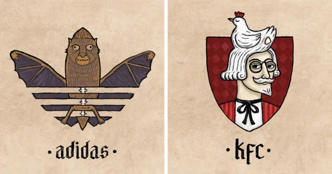 Как могли  бы выглядеть логотипы известных компаний, если  бы их рисовали художники в Средневековье (10 фото)