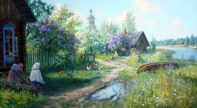 Idyll of village life in the paintings of a contemporary artist (13 photos)