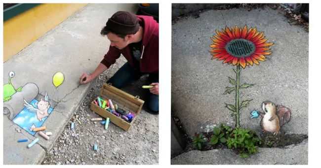 20 kind street remakes from David Zinn (22 photos + 1 video)