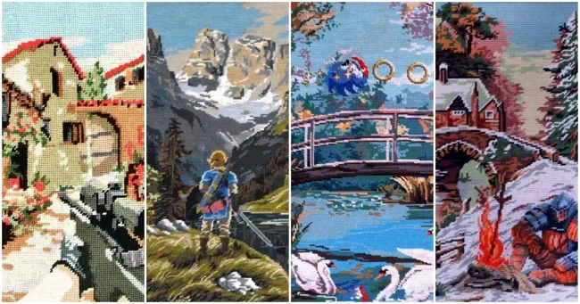 Француз вышивает полотна по культовым играм (4 фото + 2 видео)